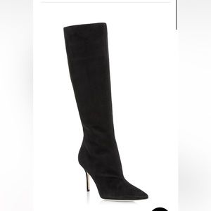 Manolo Blahnik Navy Suede Knee high boots